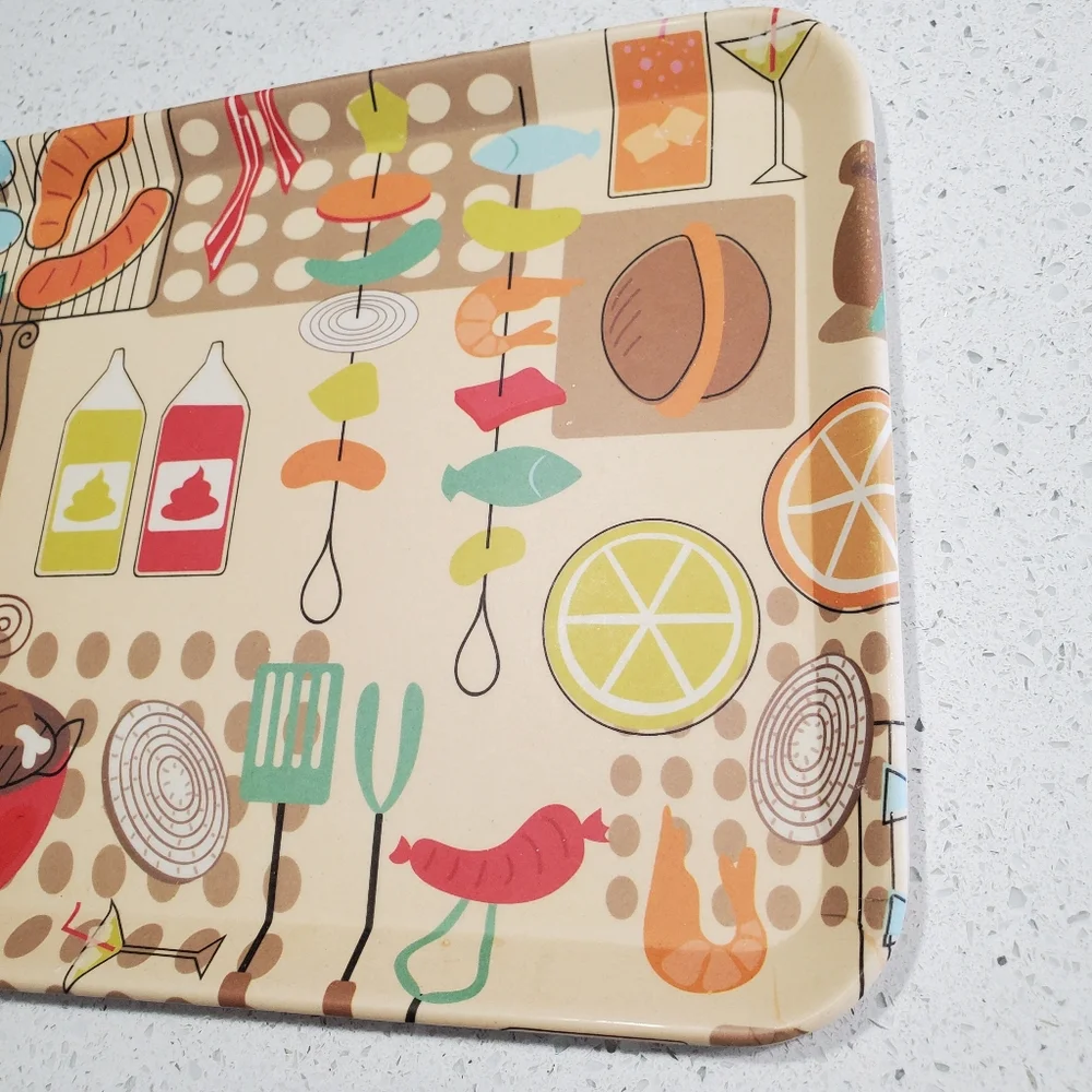50's - 60’s Style BAR-B-Q Serving Tray Approximately 12